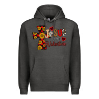 Charcoal Heather Jesus is My Valentine Cross Premium Hoodie - CowhideDigitalArt