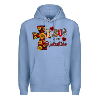 Colony Blue Jesus is My Valentine Cross Premium Hoodie - CowhideDigitalArt