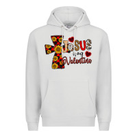 Dove Grey Jesus is My Valentine Cross Premium Hoodie - CowhideDigitalArt