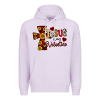 Lilac Jesus is My Valentine Cross Premium Hoodie - CowhideDigitalArt