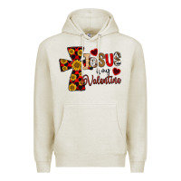 Oatmeal Heather Jesus is My Valentine Cross Premium Hoodie - CowhideDigitalArt