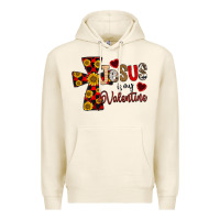 Tofu Jesus is My Valentine Cross Premium Hoodie - CowhideDigitalArt