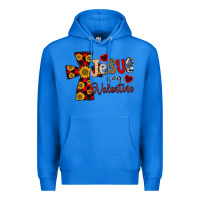 True Royal Jesus is My Valentine Cross Premium Hoodie - CowhideDigitalArt