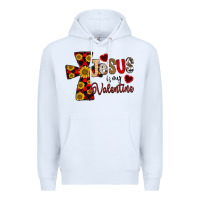 White Jesus is My Valentine Cross Premium Hoodie - CowhideDigitalArt