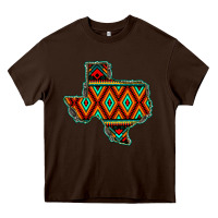 Chocolate Brown Texas Map With Aztec Background Heavy Core Tee - JahusDesignShop