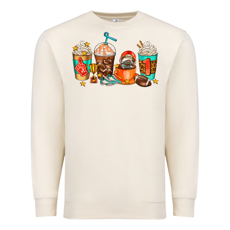 American Football Coffee Cups Premium Sweatshirt by AdoDesignShop | Teevron