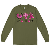 Army Green Love Faith cure Breast Cancer Long Sleeve Tee - FaDigitalArtStudio