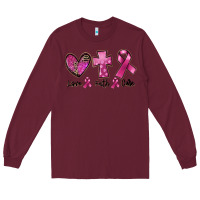 Burgundy Love Faith cure Breast Cancer Long Sleeve Tee - FaDigitalArtStudio