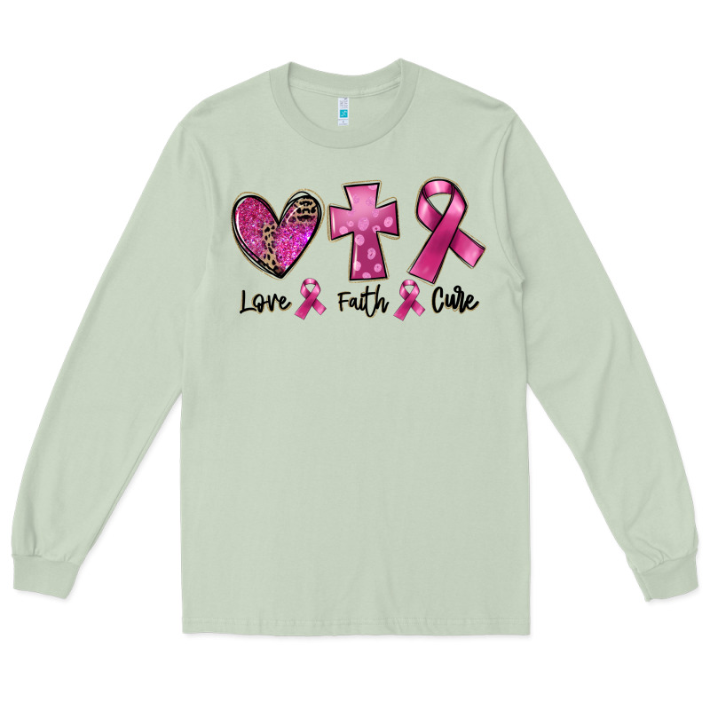 Love Faith Cure Breast Cancer Long Sleeve Tee by FaDigitalArtStudio | Teevron