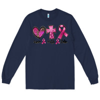 Navy Love Faith cure Breast Cancer Long Sleeve Tee - FaDigitalArtStudio