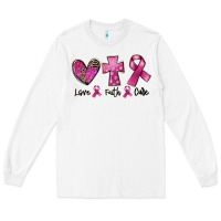 White Love Faith cure Breast Cancer Long Sleeve Tee - FaDigitalArtStudio
