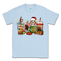 Dusty Blue Christmas coffee cups with Beagle Classic Tee - RanaPortraitStore
