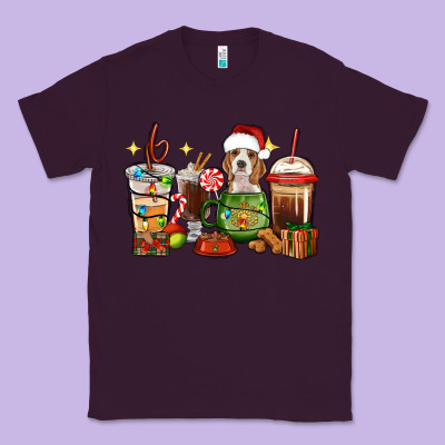 Christmas Coffee Cups With Beagle Classic Tee Designed By Ranaportraitstore