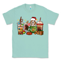 Seafoam Christmas coffee cups with Beagle Classic Tee - RanaPortraitStore