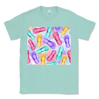 Seafoam flip flops with leopard Classic Tee - TumblerDesignByShophia