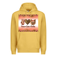 Antique Gold peace love yorkie Premium Hoodie - Jasminsmagicworld