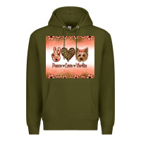 Army Green peace love yorkie Premium Hoodie - Jasminsmagicworld