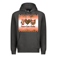 Charcoal Heather peace love yorkie Premium Hoodie - Jasminsmagicworld
