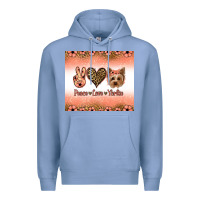 Colony Blue peace love yorkie Premium Hoodie - Jasminsmagicworld