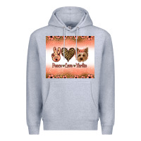 Heather Grey peace love yorkie Premium Hoodie - Jasminsmagicworld
