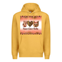 Mustard peace love yorkie Premium Hoodie - Jasminsmagicworld