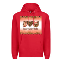Red peace love yorkie Premium Hoodie - Jasminsmagicworld
