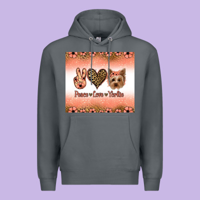 Peace Love Yorkie Premium Hoodie Designed By Jasminsmagicworld