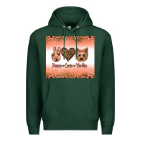 Sports Green peace love yorkie Premium Hoodie - Jasminsmagicworld