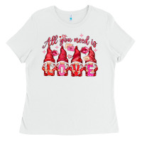 White All you need is love gnomies Valentine's Day Ladies Tee - HowdyJamesFarm