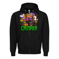 Black spooky crusher monster truck Zipper Hoodie - BarkalooDesign