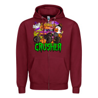 Burgundy spooky crusher monster truck Zipper Hoodie - BarkalooDesign
