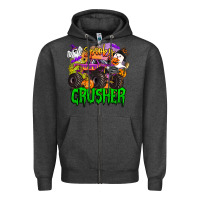 Charcoal Heather spooky crusher monster truck Zipper Hoodie - BarkalooDesign