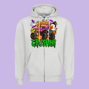 Spooky Crusher Monster Truck Zipper Hoodie Designed By Barkaloodesign