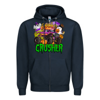 Navy spooky crusher monster truck Zipper Hoodie - BarkalooDesign