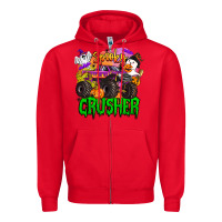 Red spooky crusher monster truck Zipper Hoodie - BarkalooDesign