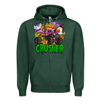 Sports Green spooky crusher monster truck Zipper Hoodie - BarkalooDesign