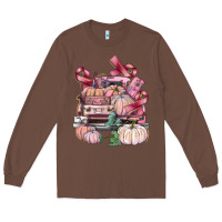 Chestnut Breast Cancer truck with pumpkins Long Sleeve Tee - FaDigitalArtStudio
