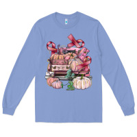 Colony Blue Breast Cancer truck with pumpkins Long Sleeve Tee - FaDigitalArtStudio