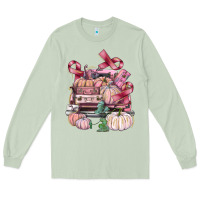 Matcha Breast Cancer truck with pumpkins Long Sleeve Tee - FaDigitalArtStudio