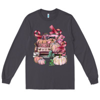 Smoke Breast Cancer truck with pumpkins Long Sleeve Tee - FaDigitalArtStudio