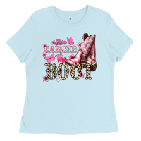 Baby Blue Give Cancer the boot Cancer Awareness Ladies Tee - HowdyJamesFarm