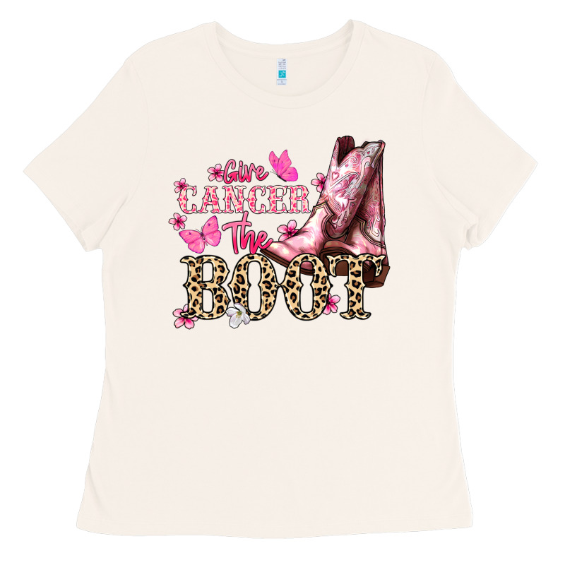 Give Cancer The Boot Cancer Awareness Ladies Tee by HowdyJamesFarm | Teevron