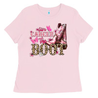 Bubblegum Pink Give Cancer the boot Cancer Awareness Ladies Tee - HowdyJamesFarm