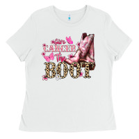 White Give Cancer the boot Cancer Awareness Ladies Tee - HowdyJamesFarm