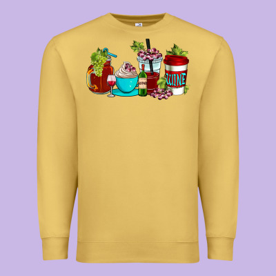 Wine Coffee Cups Premium Sweatshirt Designed By Adodesignshop
