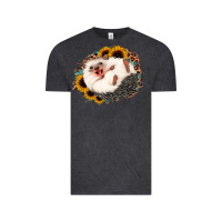 Vintage Black happy hedgehog sunflower leopard Vintage Tee - Jasminsmagicworld