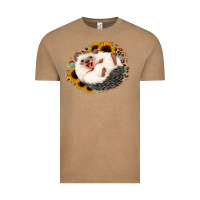 Vintage Coffee happy hedgehog sunflower leopard Vintage Tee - Jasminsmagicworld