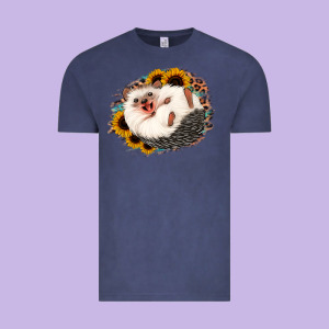 Happy Hedgehog Sunflower Leopard Vintage Tee Designed By Jasminsmagicworld