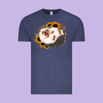 Happy Hedgehog Sunflower Leopard Vintage Tee Designed By Jasminsmagicworld
