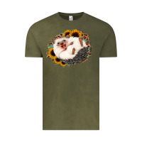 Vintage Olive happy hedgehog sunflower leopard Vintage Tee - Jasminsmagicworld